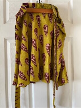 Sari wrap skirt plum purple yellow mustard